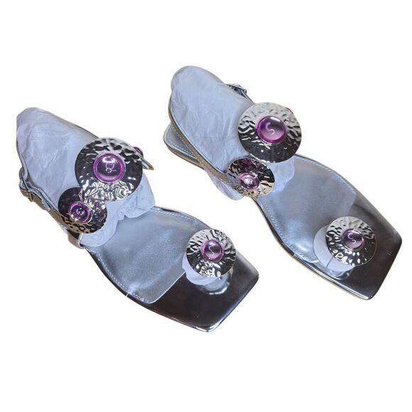 Katty Perry The Camie Pink Stone Sandal Silver Size 6 - Picture 4 of 14